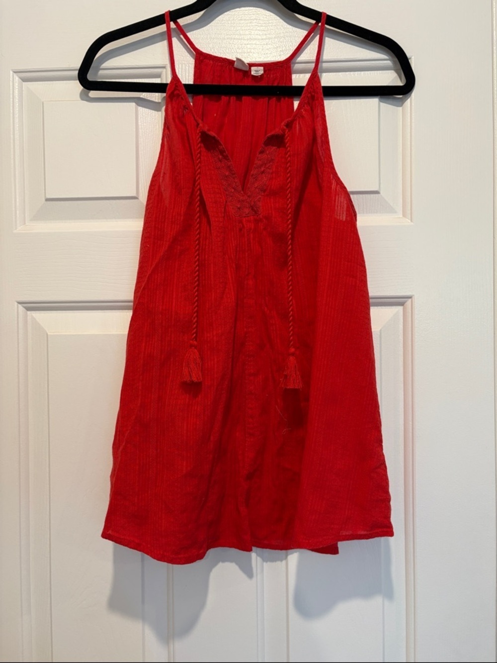 Melrose and Market Red Tassel Spaghetti Strap Tank size Large